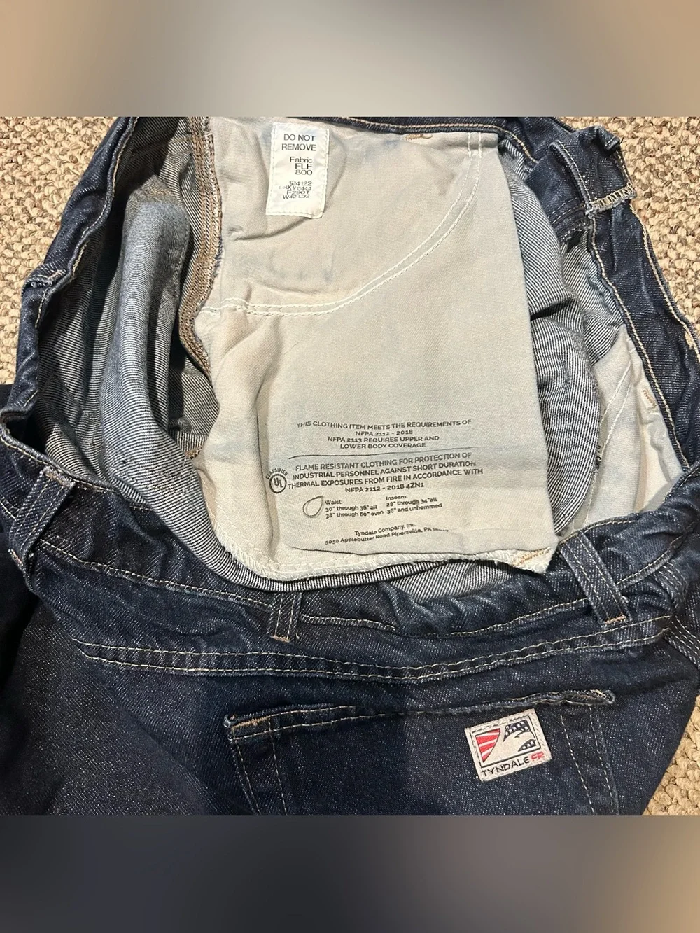 Tyndale FR Jeans Mens 42x32 Flame Resistant Arc Rated Denim Cat 2 NFPA 2112 USA